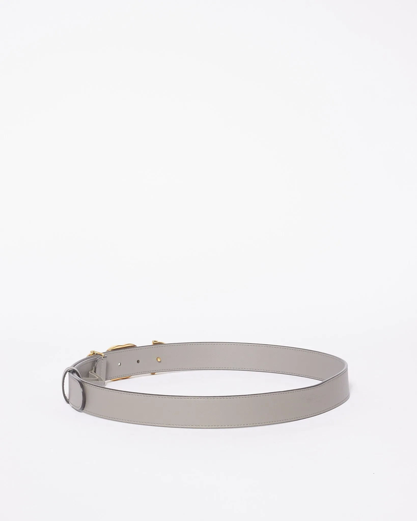 Gucci Grey Leather Gold GG Horsebit Belt - 85