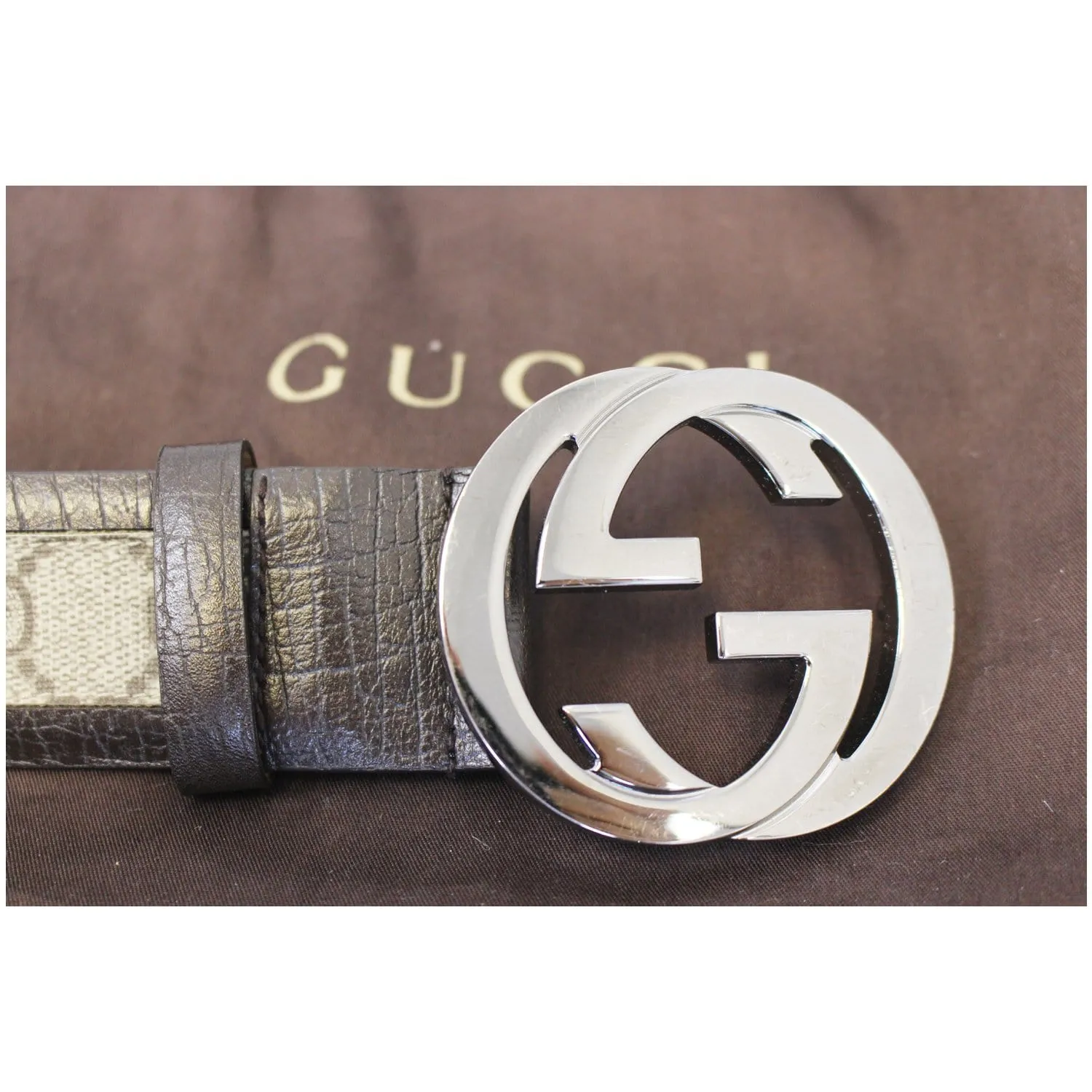 GUCCI Interlocking G Leather Monogram Belt 85/34