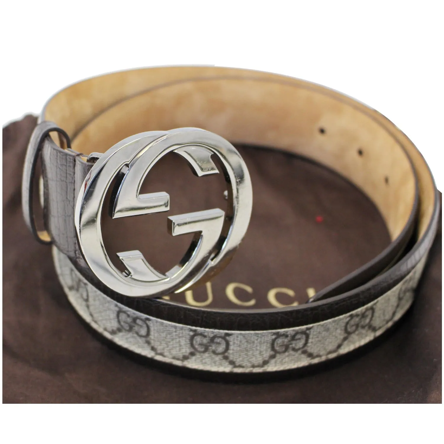 GUCCI Interlocking G Leather Monogram Belt 85/34