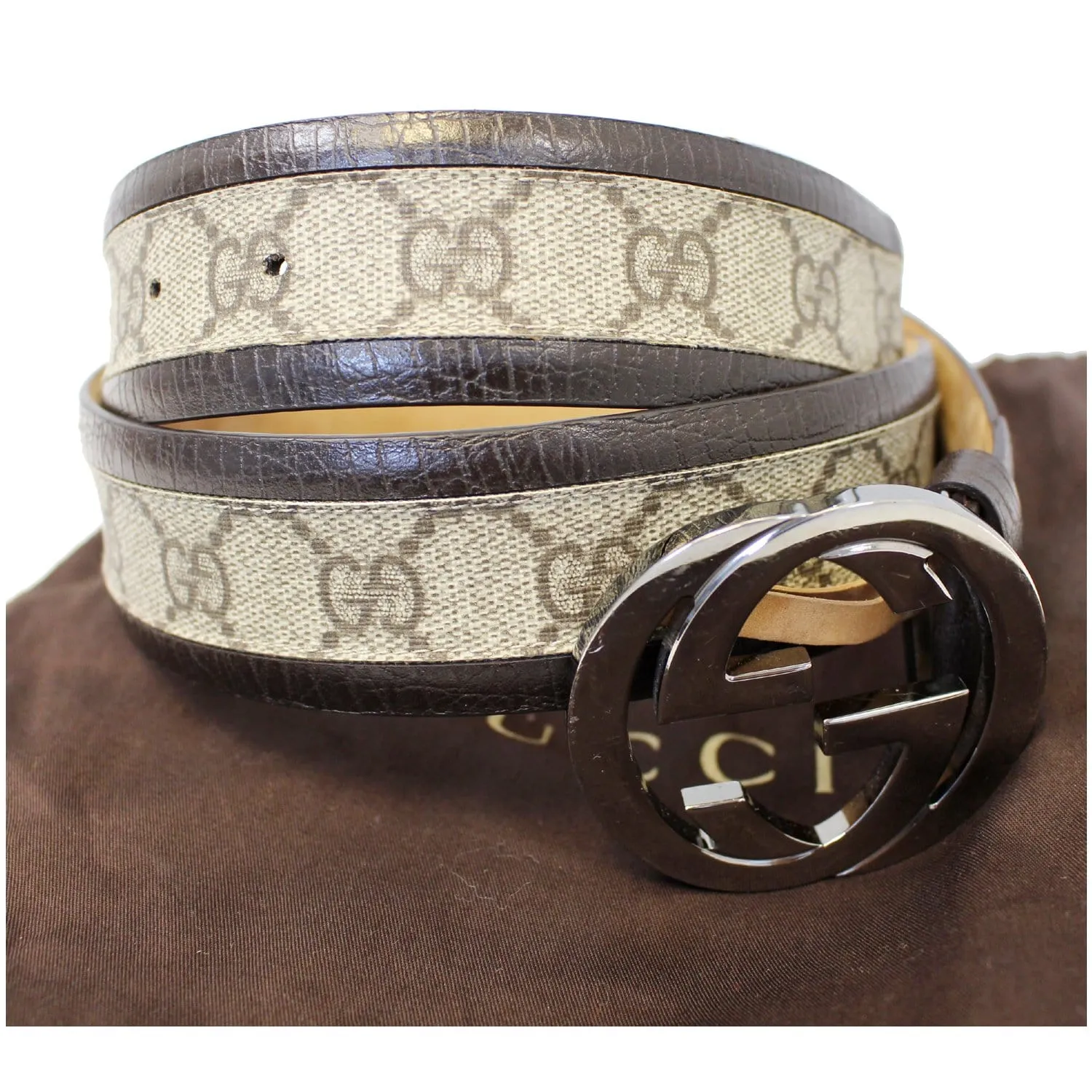 GUCCI Interlocking G Leather Monogram Belt 85/34