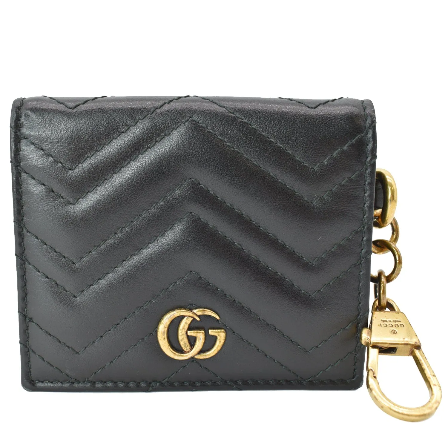 GUCCI Marmont GG Leather Card Case Wallet Black 546579