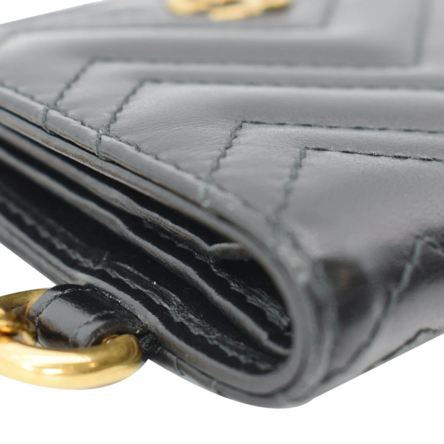 GUCCI Marmont GG Leather Card Case Wallet Black 546579