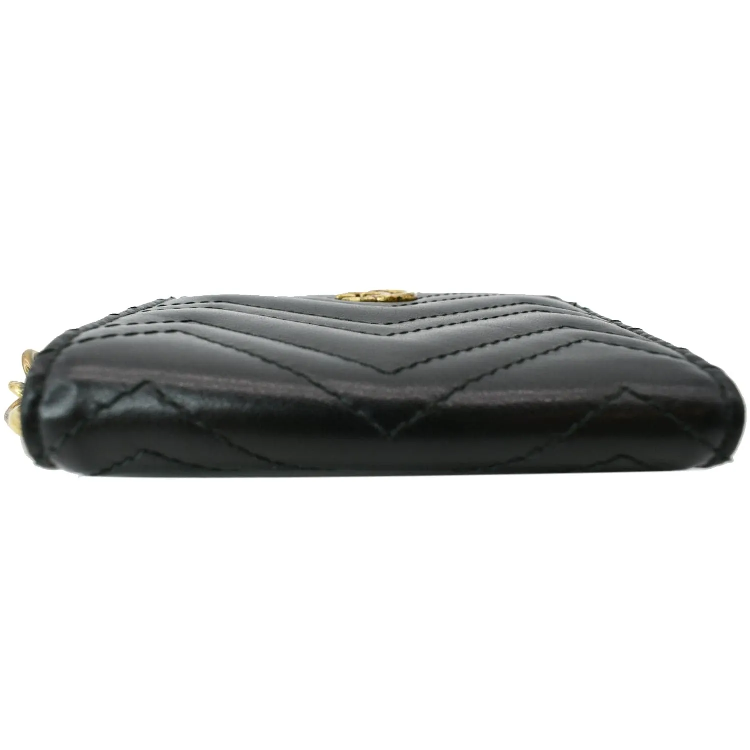 GUCCI Marmont GG Leather Card Case Wallet Black 546579