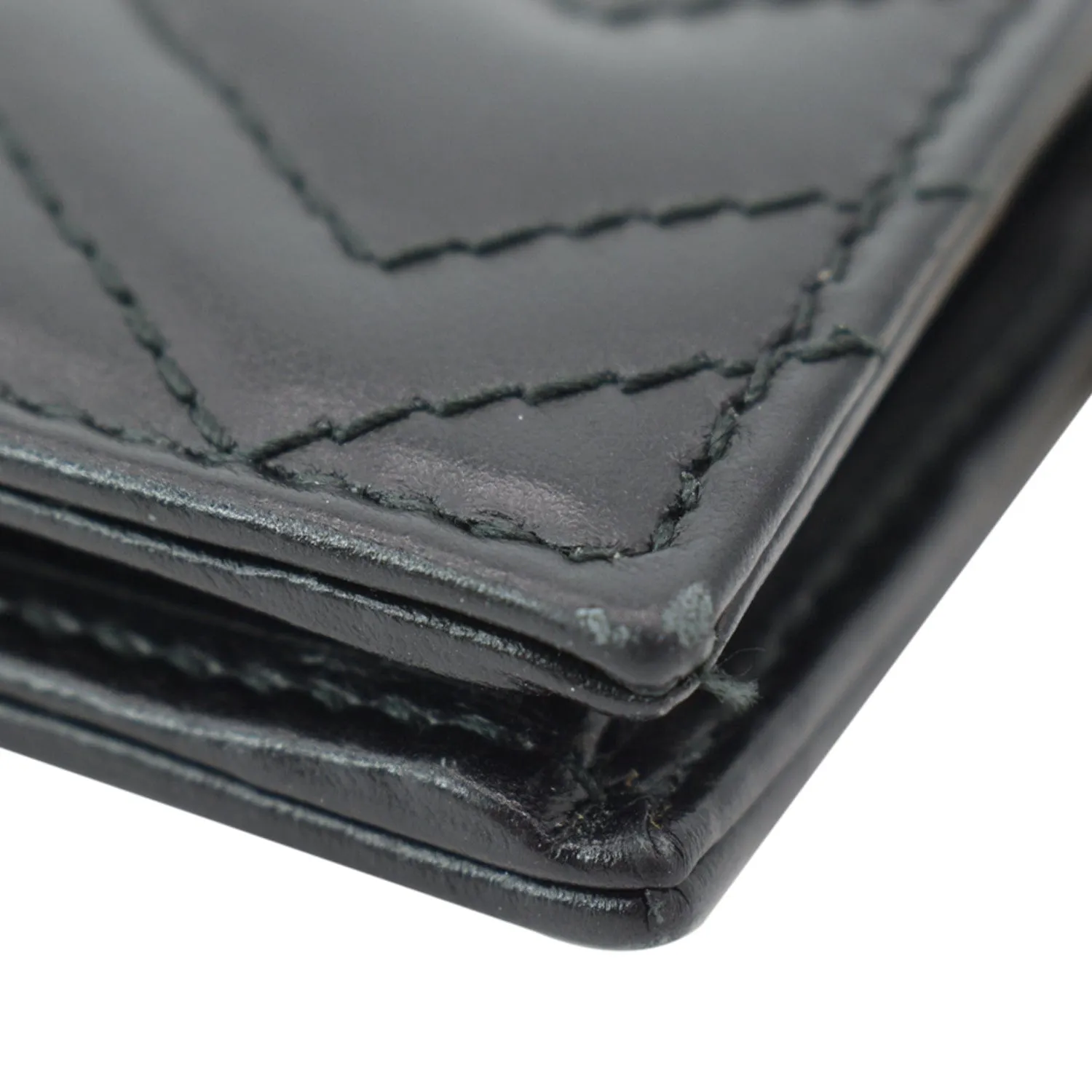 GUCCI Marmont GG Leather Card Case Wallet Black 546579
