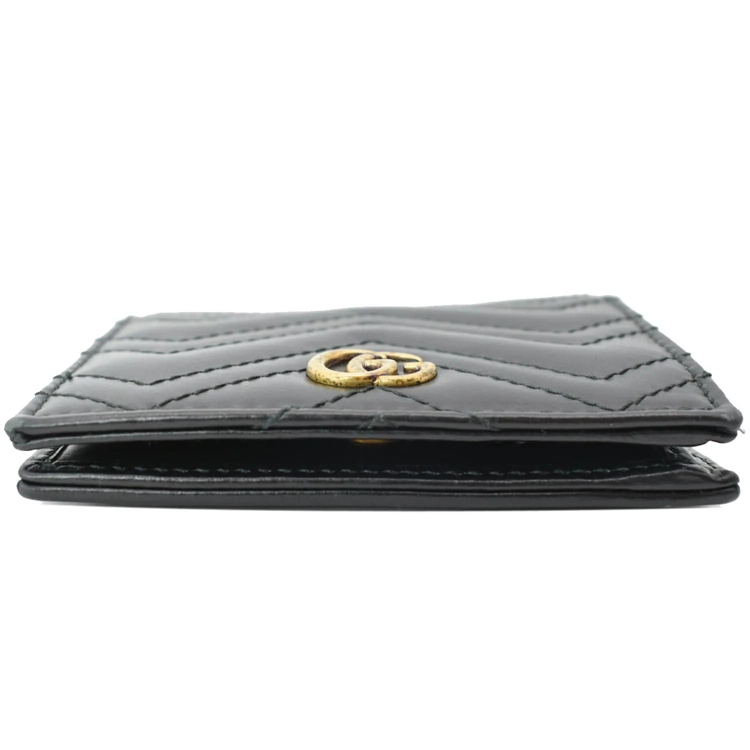 GUCCI Marmont GG Leather Card Case Wallet Black 546579