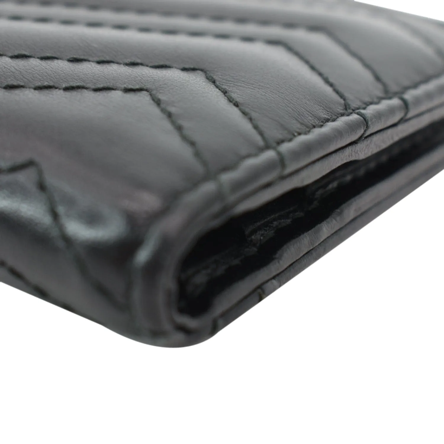 GUCCI Marmont GG Leather Card Case Wallet Black 546579