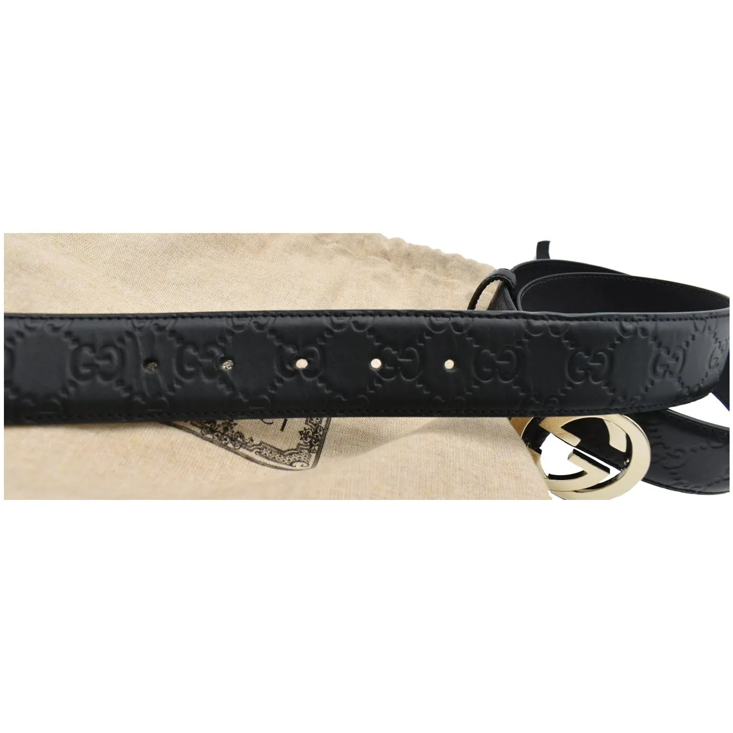 GUCCI Signature Guccissima Leather Belt Black 370543 Size 90.36