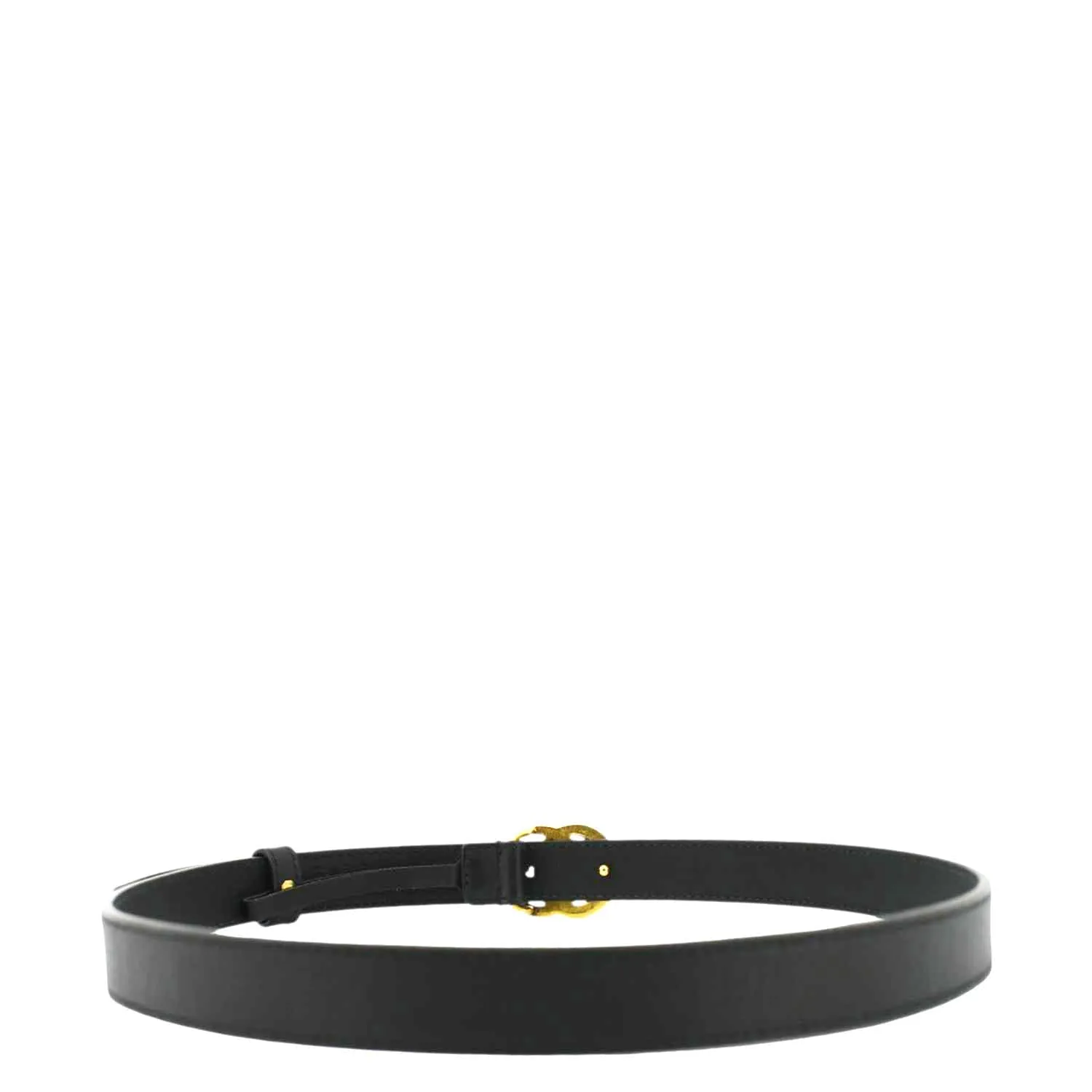 GUCCI Slim Double G Marmont Leather Buckle Belt Black Size 75/30