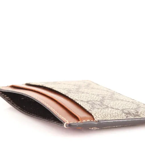 Gucci Supreme Monogram Card Holder Credit Case Dark Brown Wallet Beige Italy NEW