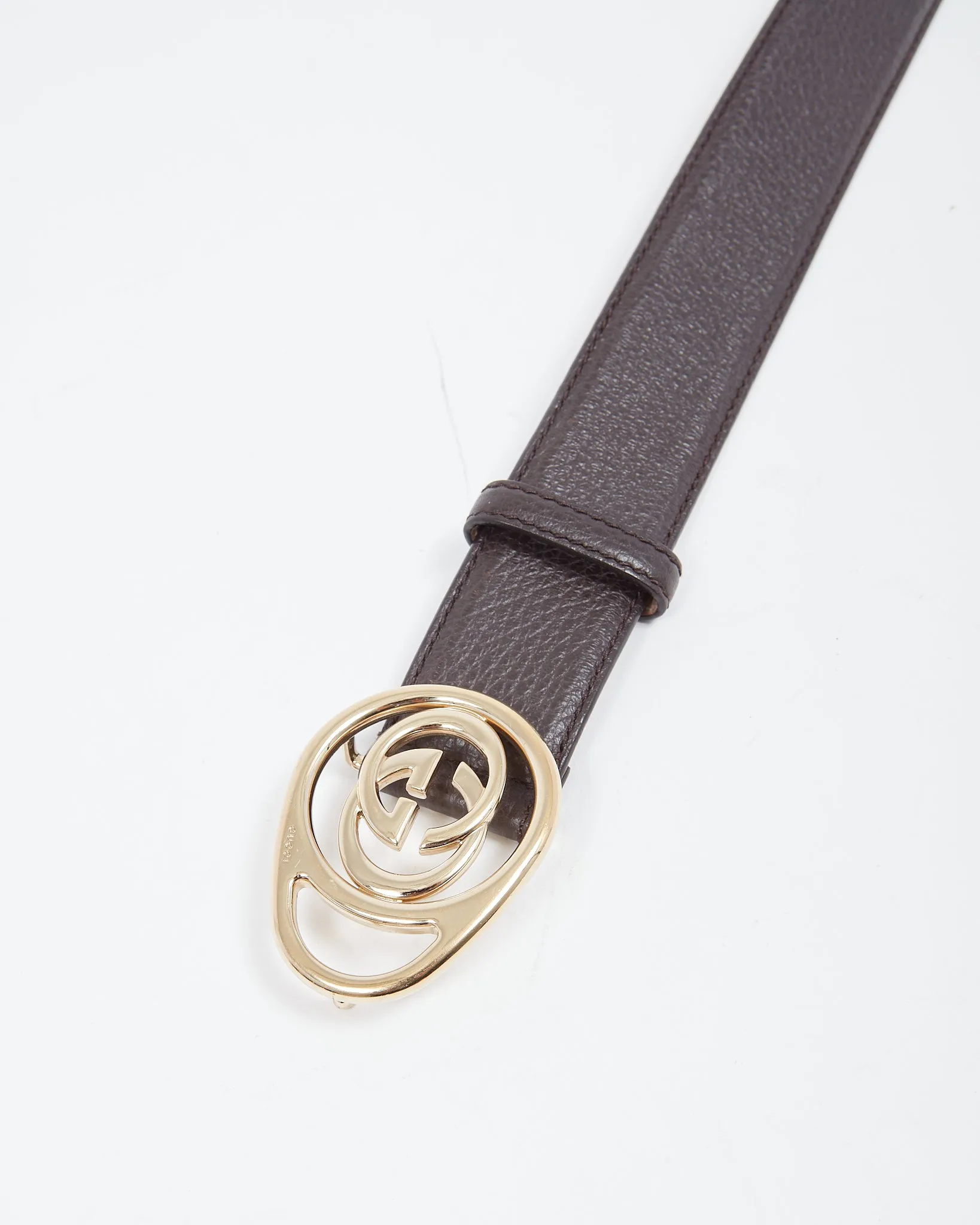 Gucci Vintage Brown Leather Vintage GG Belt - 80/32