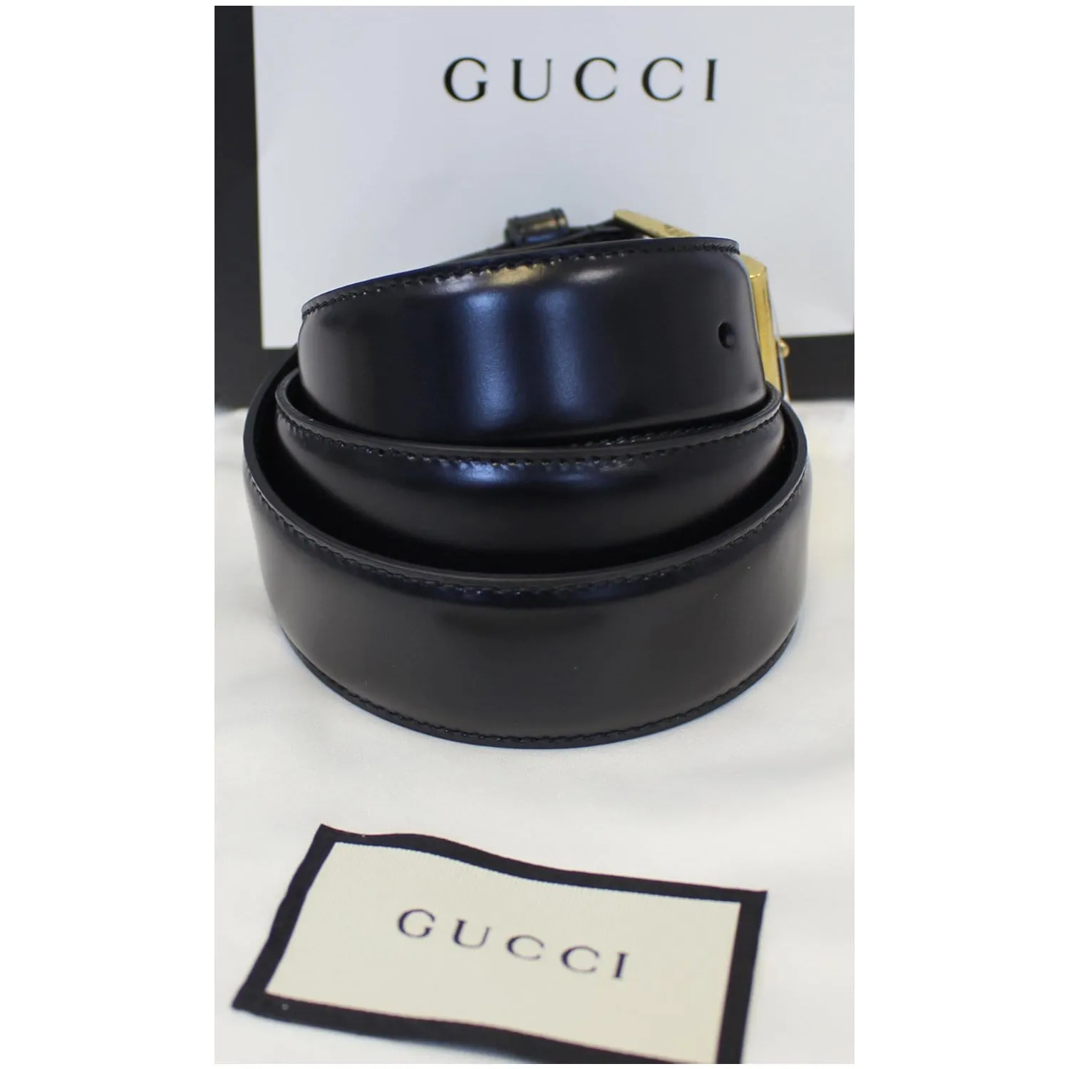 GUCCI Web Leather Belt Black 495125 Size 36