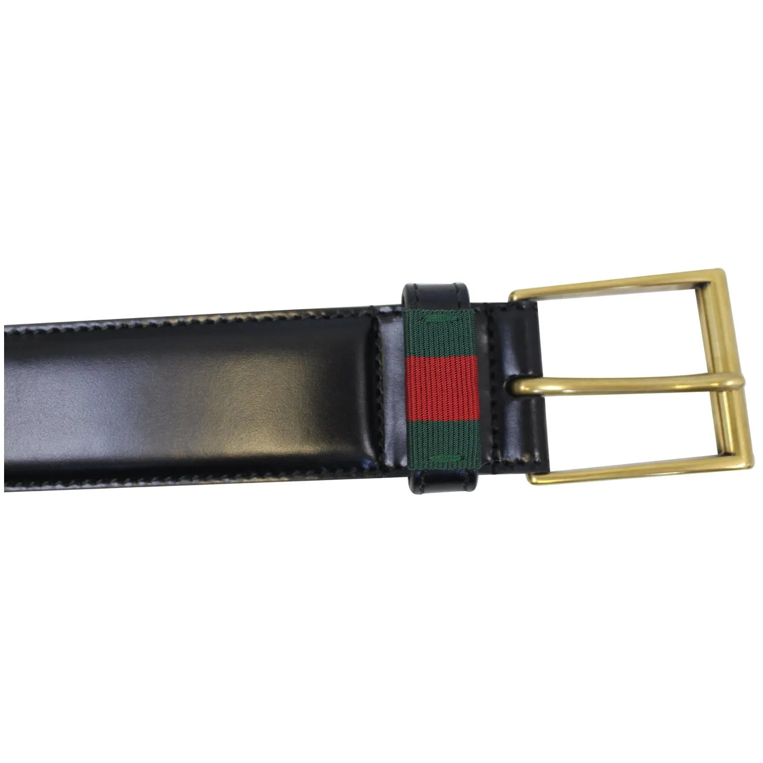 GUCCI Web Leather Belt Black 495125 Size 36