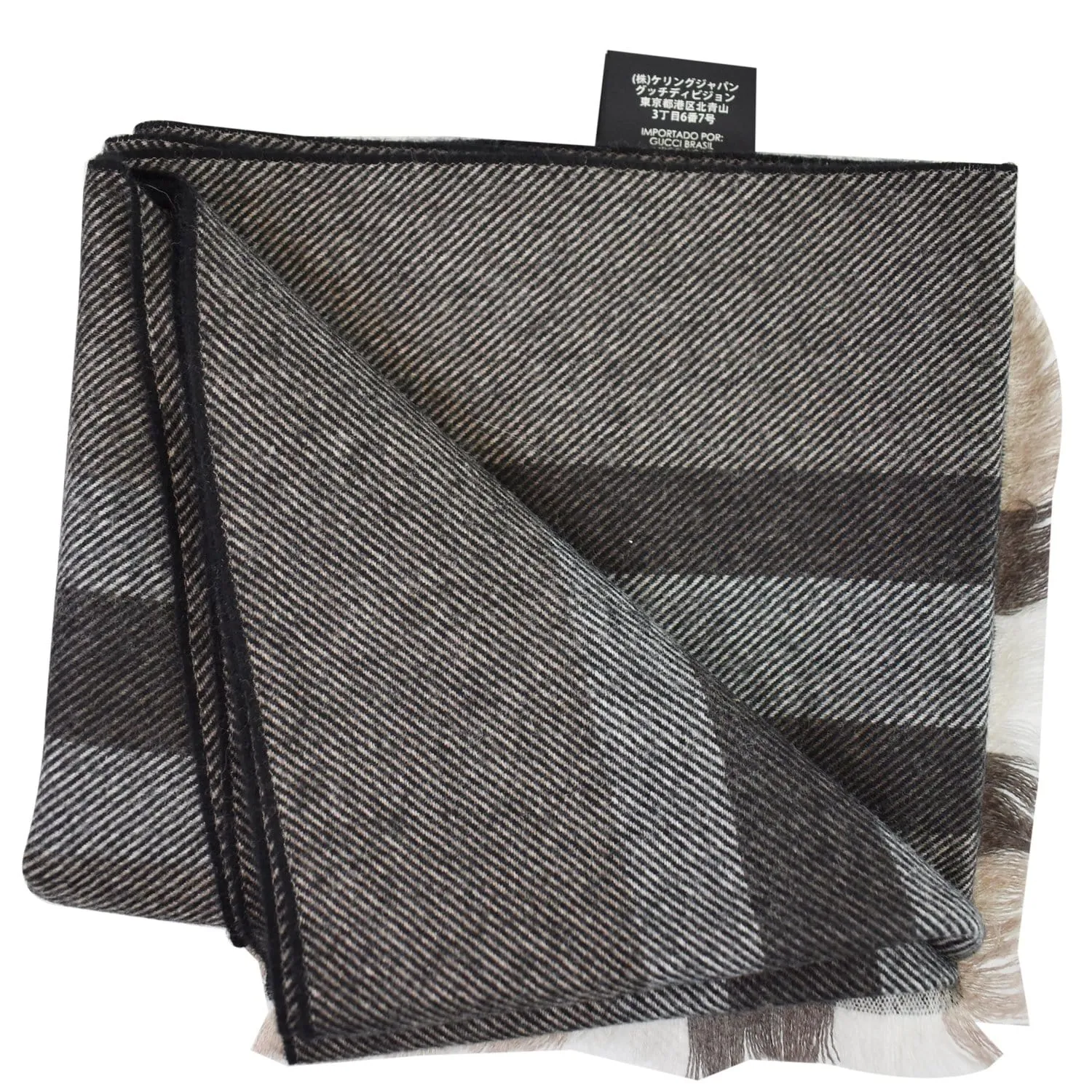 GUCCI Web Stripe Wool Scarf Brown 387574