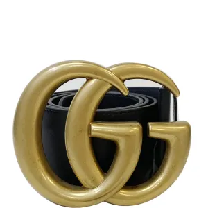 GUCCI Wide Double G Buckle Leather Belt Black Size 90/36 453265