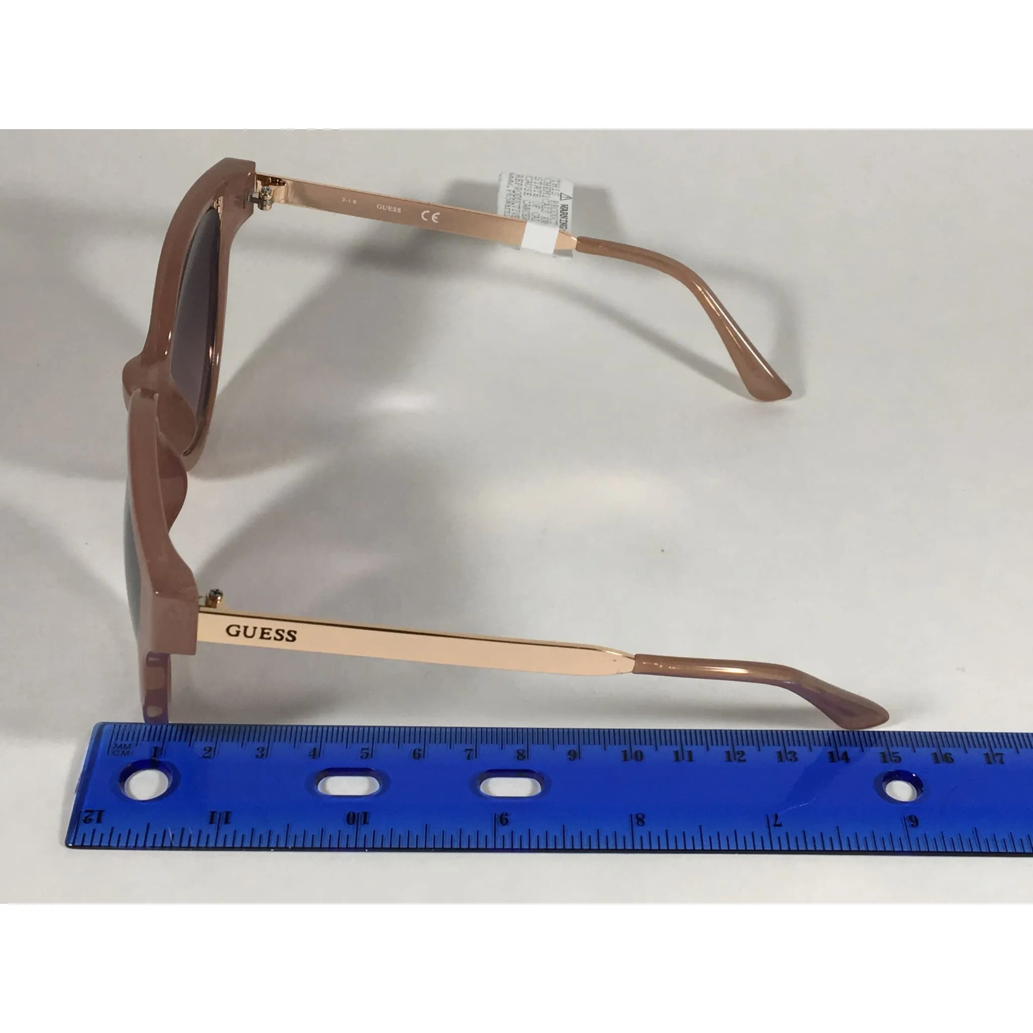 Guess Round Cat Eye Sunglasses Nude Peach Copper Gold Silver Mirror Lens GF0323 72U
