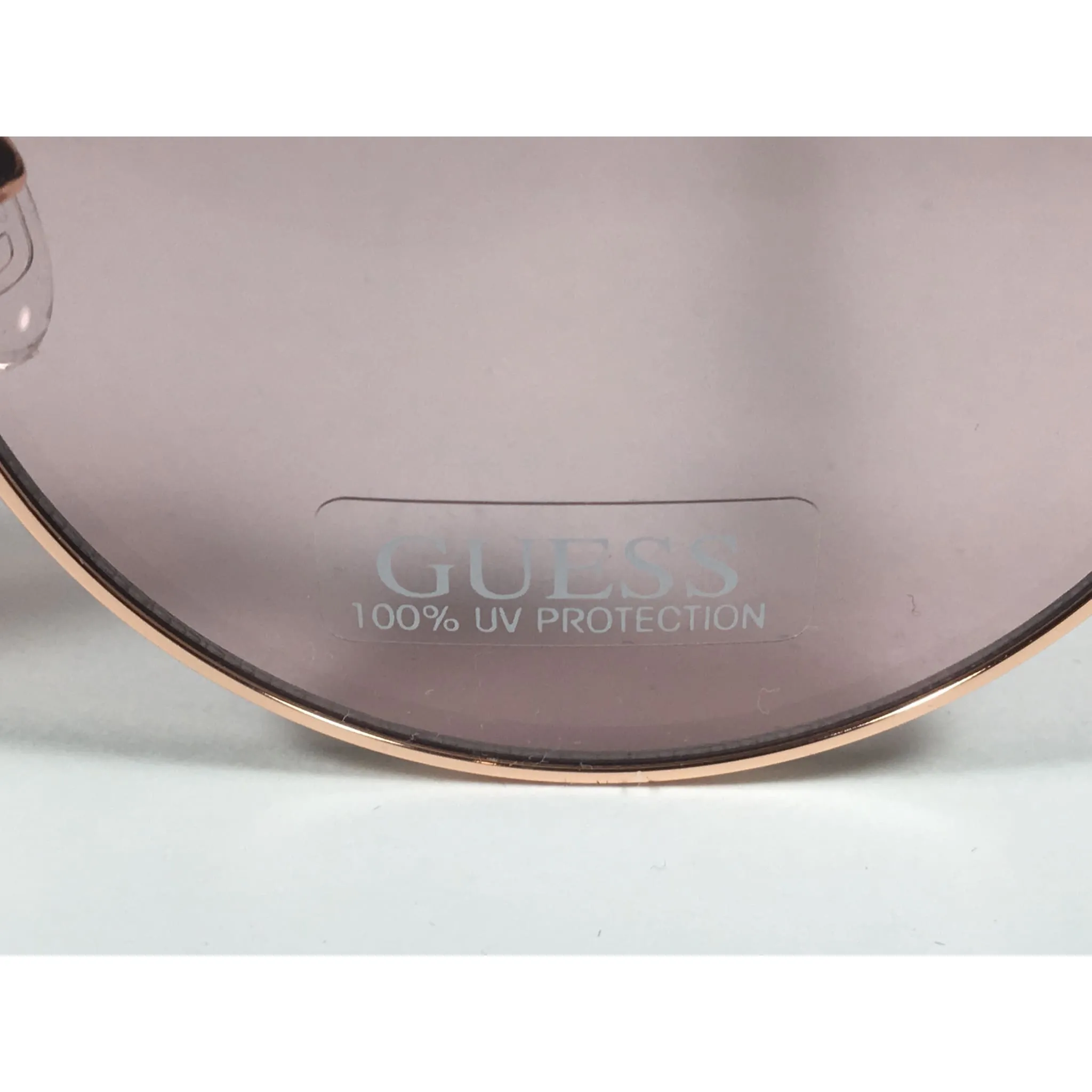 Guess Round Pearl Sunglasses Rose Gold Metal Frame Pink Lens GF0355 28T