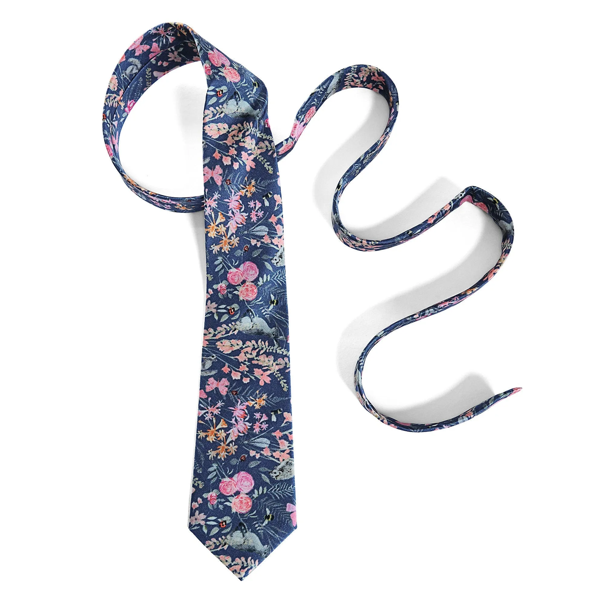 Handpainted silk tie Garden Glimpse