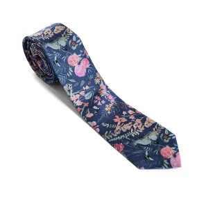 Handpainted silk tie Garden Glimpse