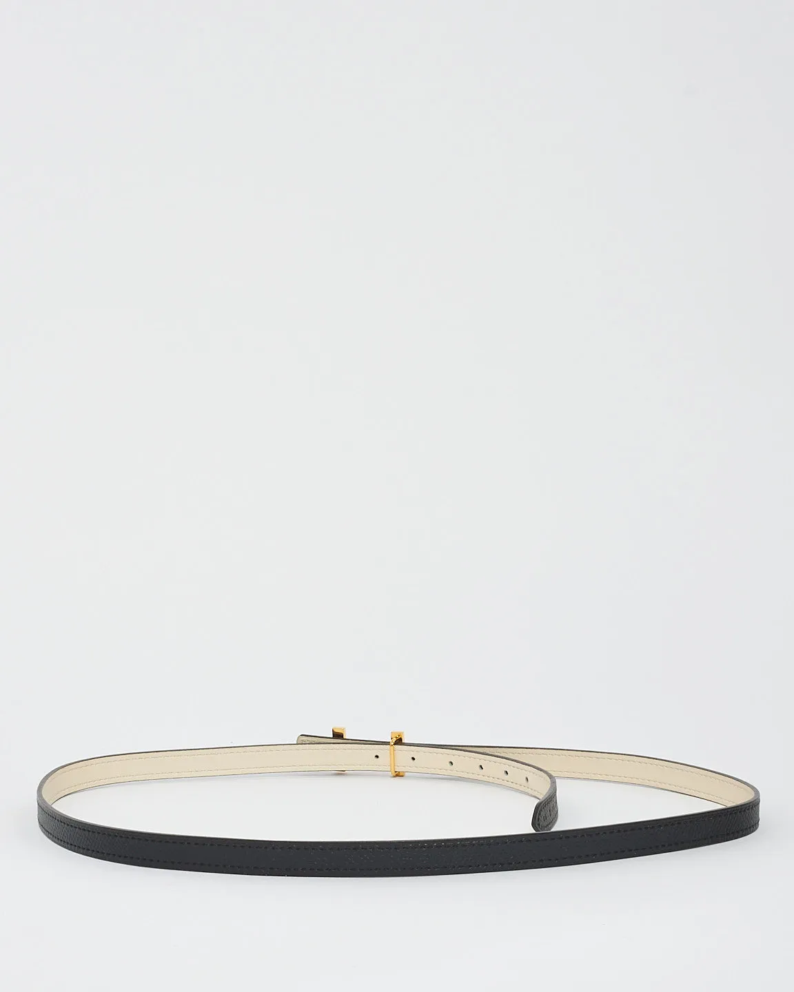 Hermes Nata/Noir Leather Strap Focus Belt Buckle & Reversible 13MM  Belt - 85