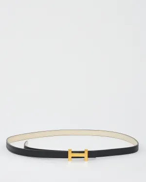 Hermes Nata/Noir Leather Strap Focus Belt Buckle & Reversible 13MM  Belt - 85