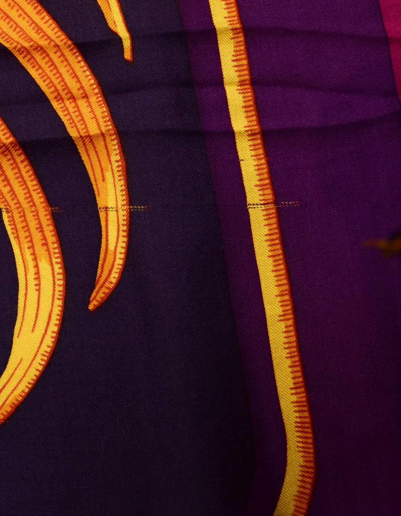 Hermes Purple Pink Royal Tiger Silk & Cashmere 140cm Shawl