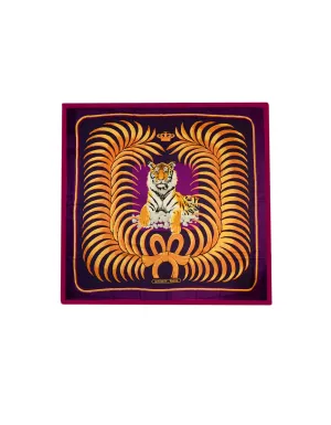 Hermes Purple Pink Royal Tiger Silk & Cashmere 140cm Shawl