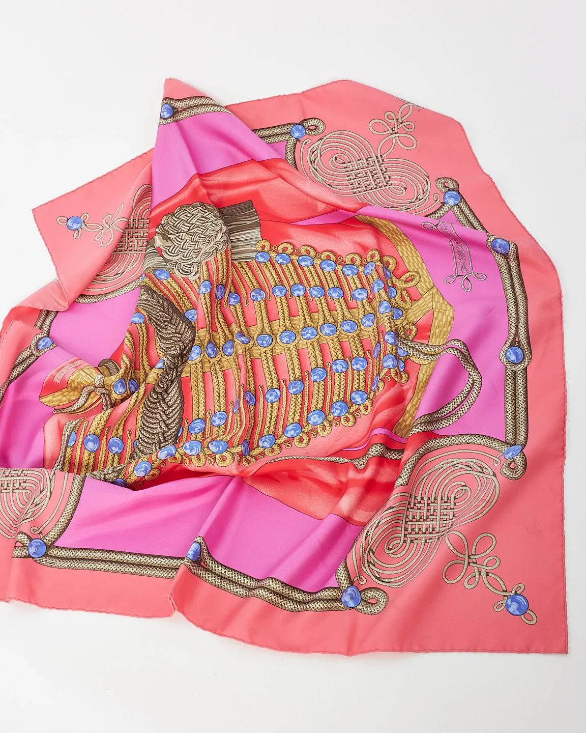 Hermès Pink Multi "Brandebourgs" Silk Scarf