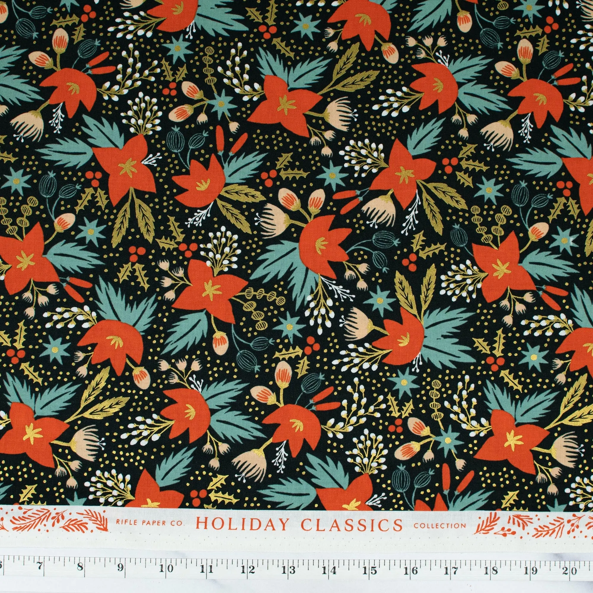 Holiday Classics by Rifle Paper Co. - Poinsettia - Evergreen Metallic