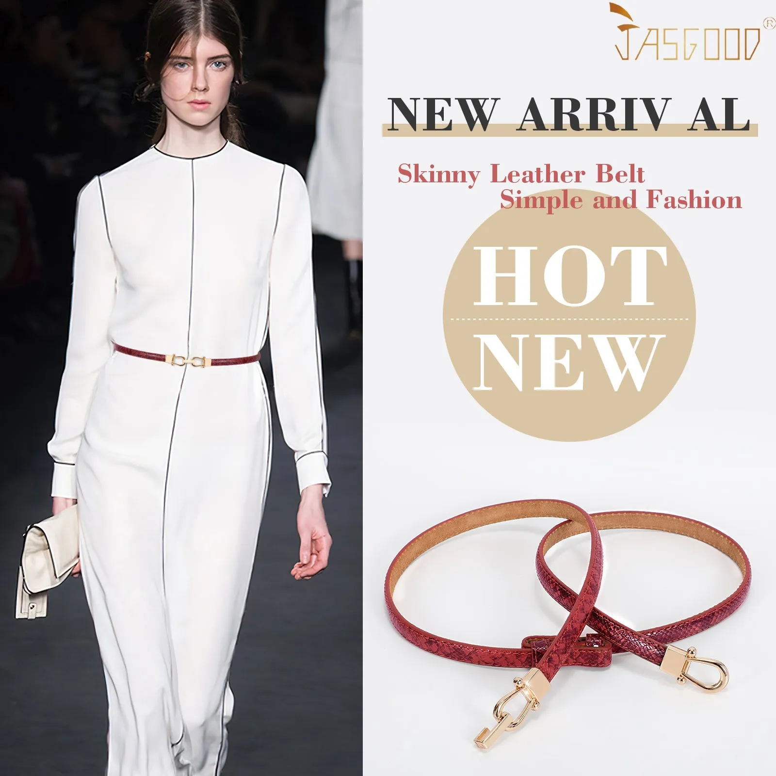 HOT Adjustable Fashion Dress Belt Thin Waist Women Skinny Leather Belt