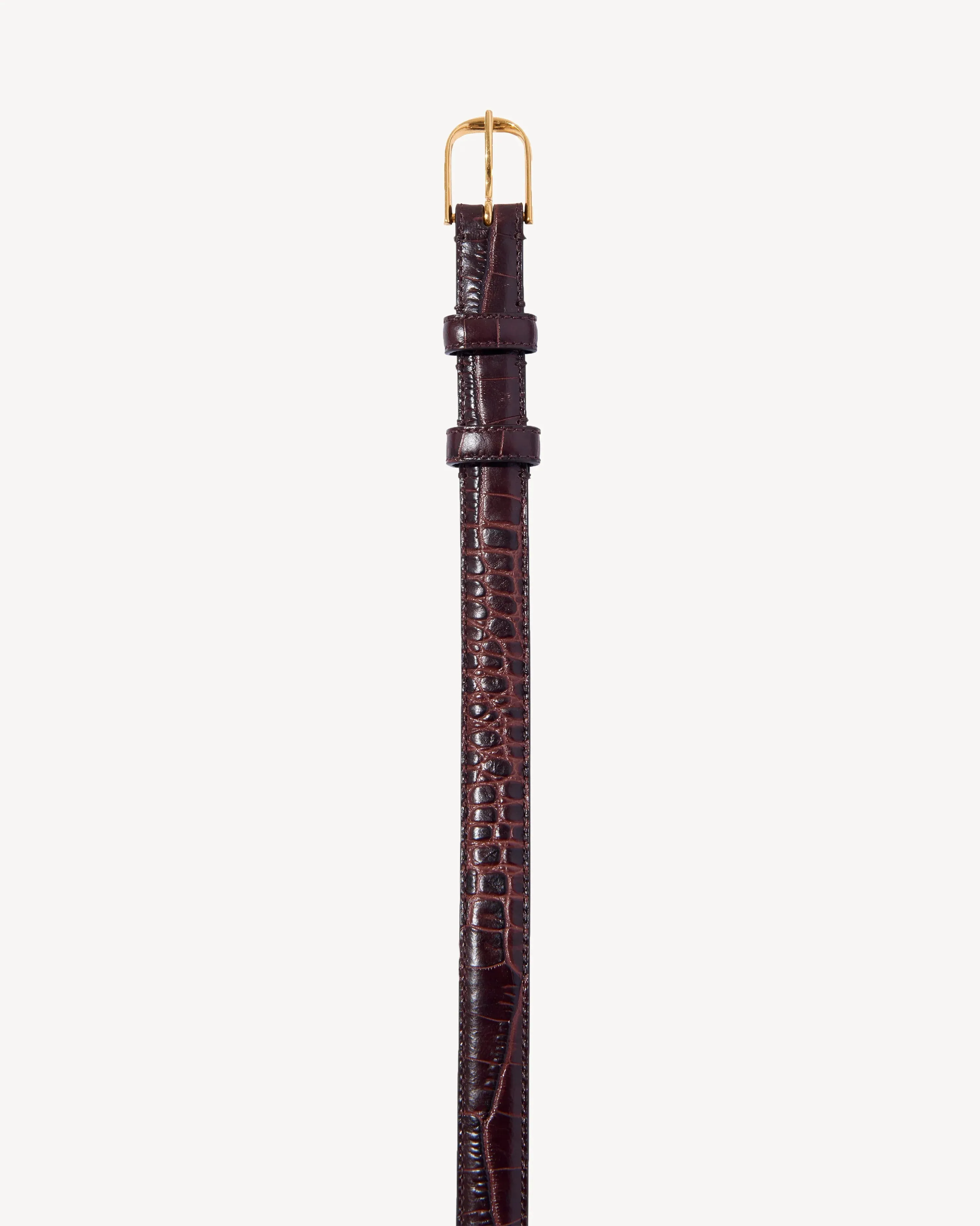 JANE BELT IN BROWN CROC WITH BRASS