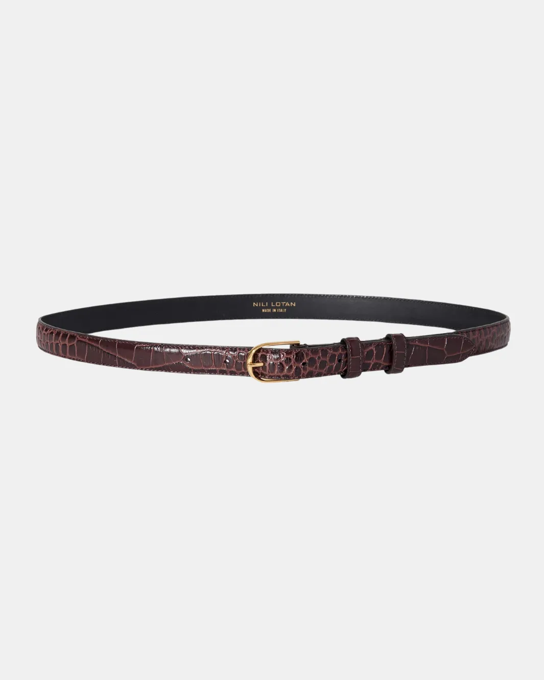 JANE BELT IN BROWN CROC WITH BRASS