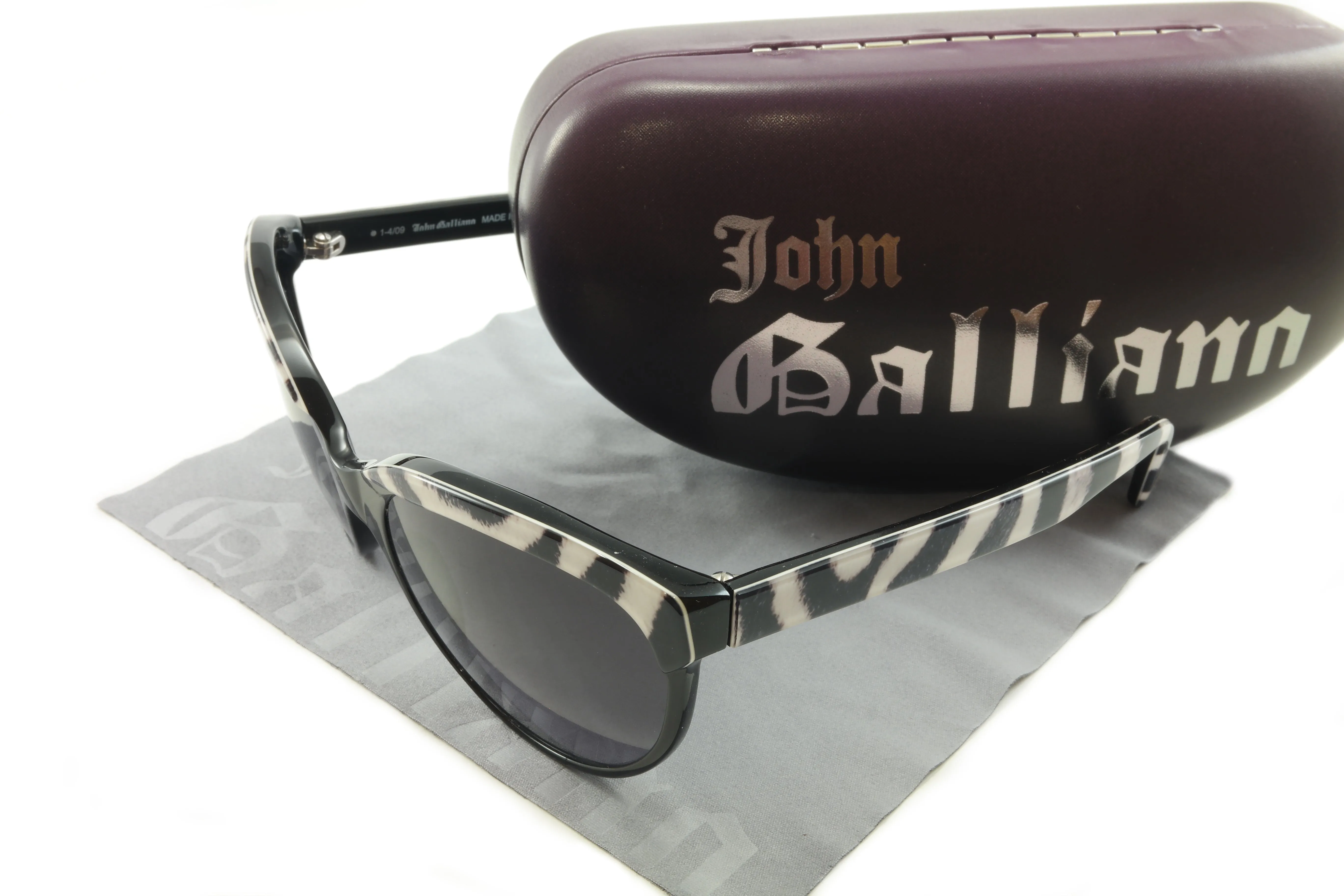 John Galliano New Sunglasses Frame JG07 99B Acetate Black White Italy