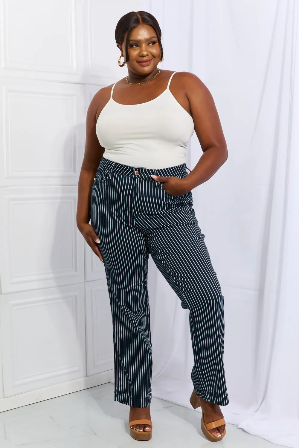Judy Blue Striped Straight Jeans