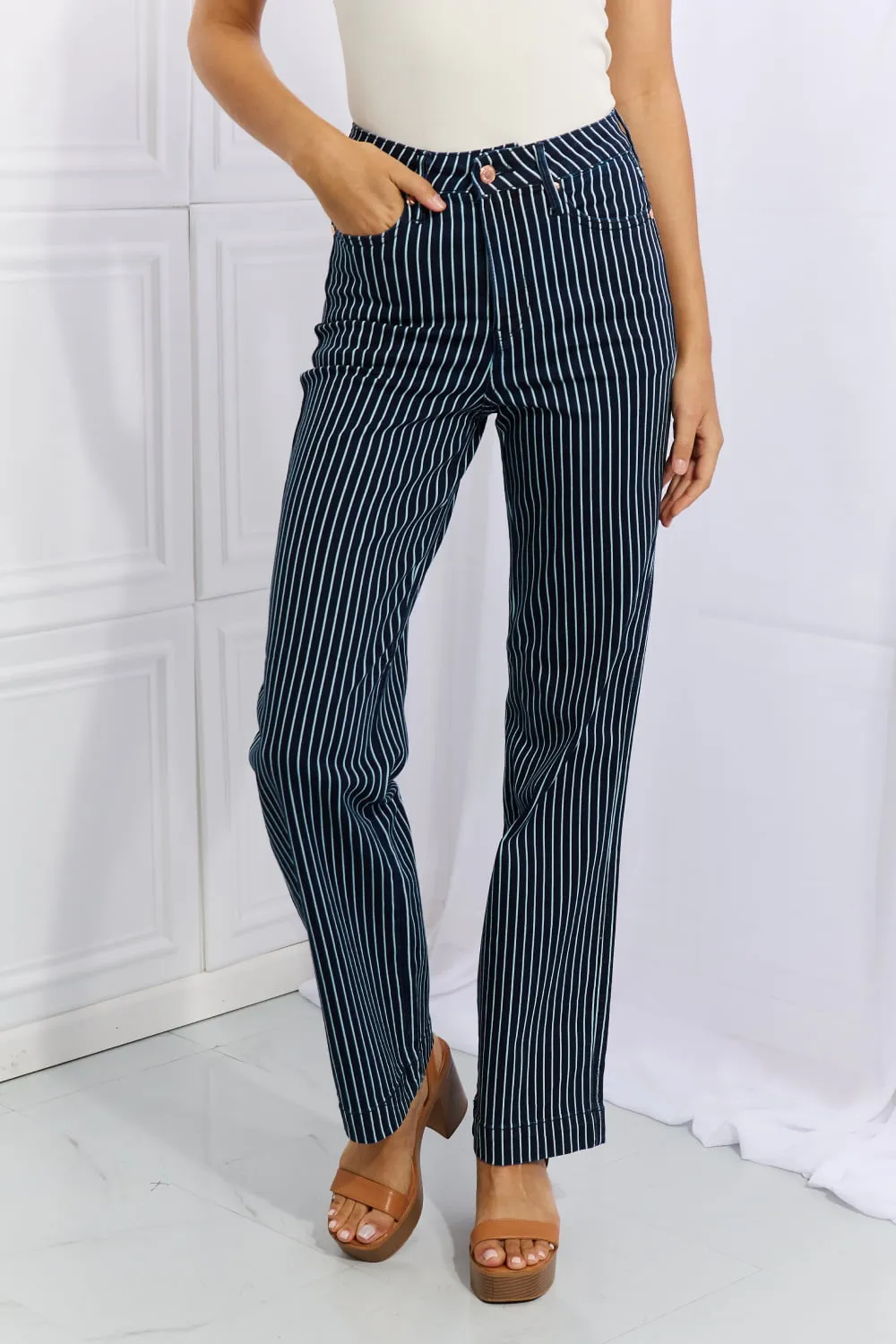 Judy Blue Striped Straight Jeans