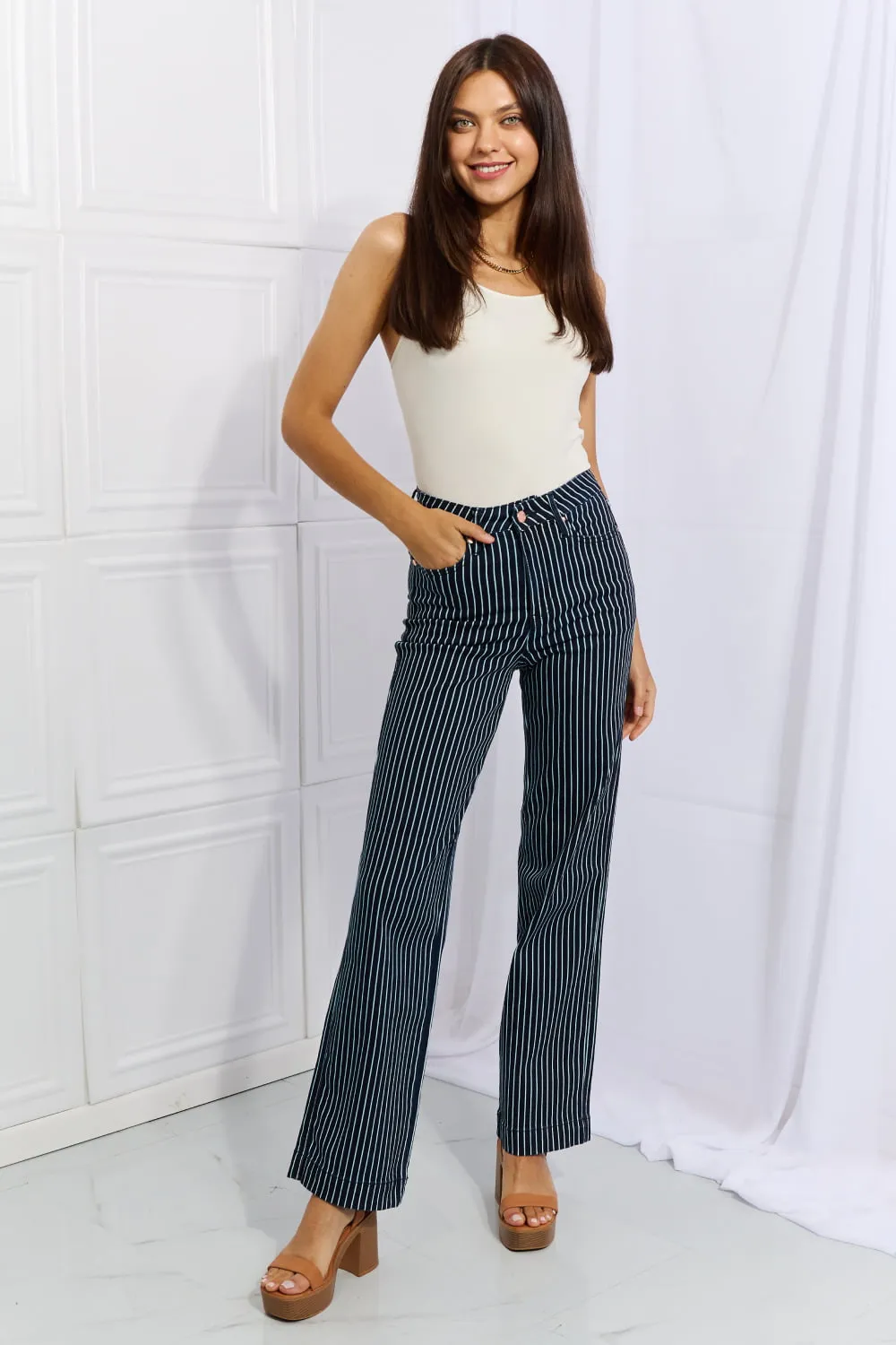 Judy Blue Striped Straight Jeans