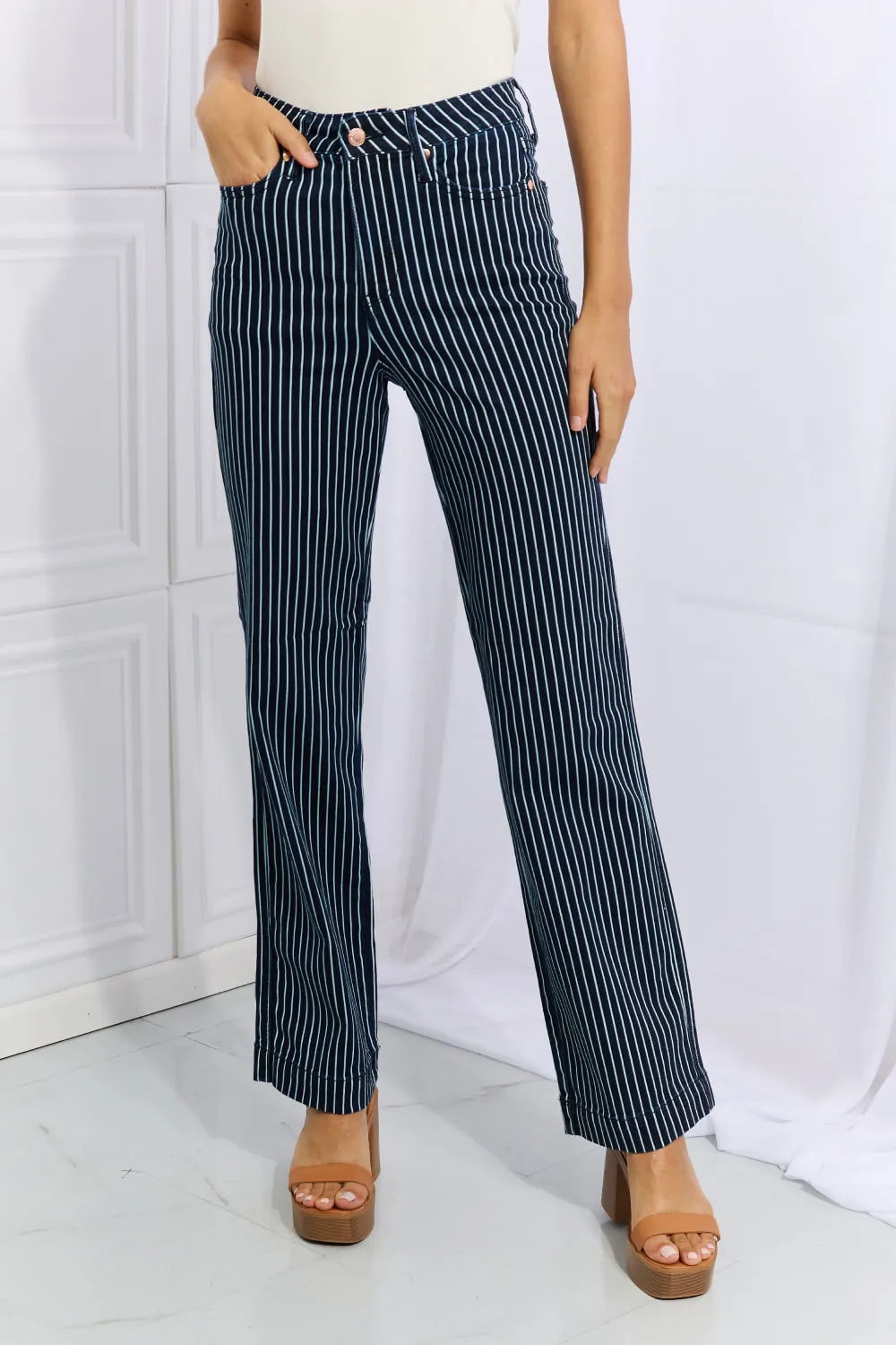 Judy Blue Striped Straight Jeans