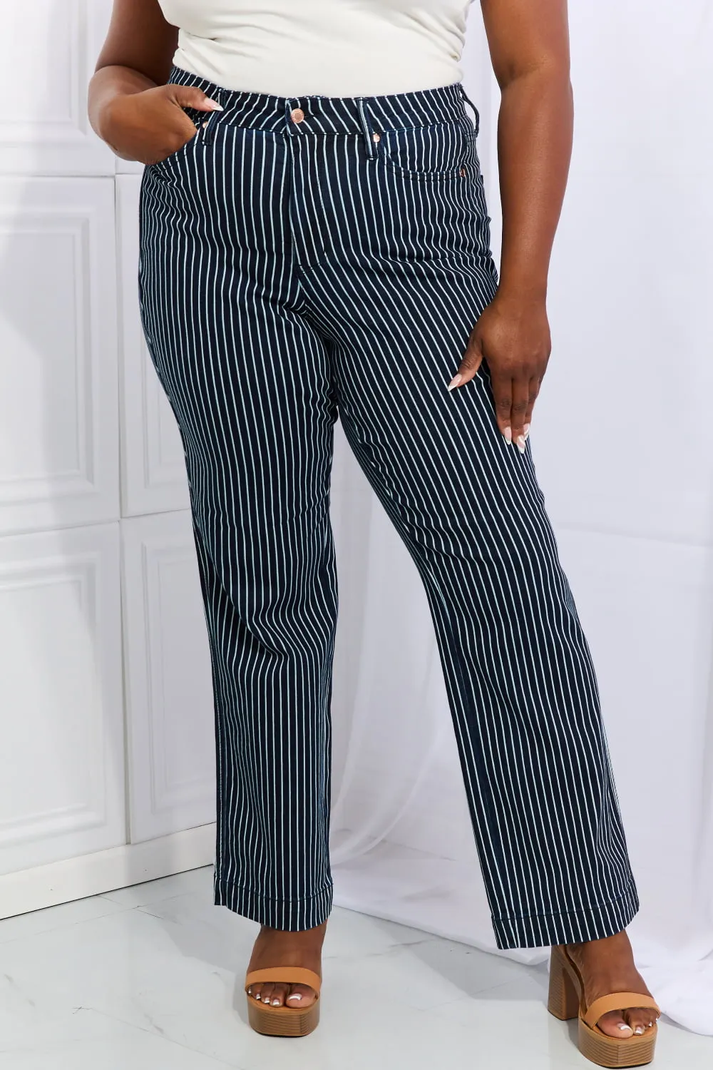 Judy Blue Striped Straight Jeans