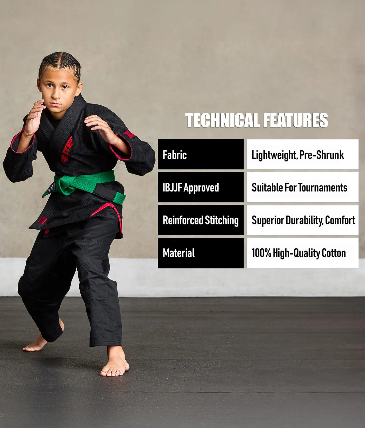 Kids' Brazilian Jiu Jitsu BJJ Green Belt