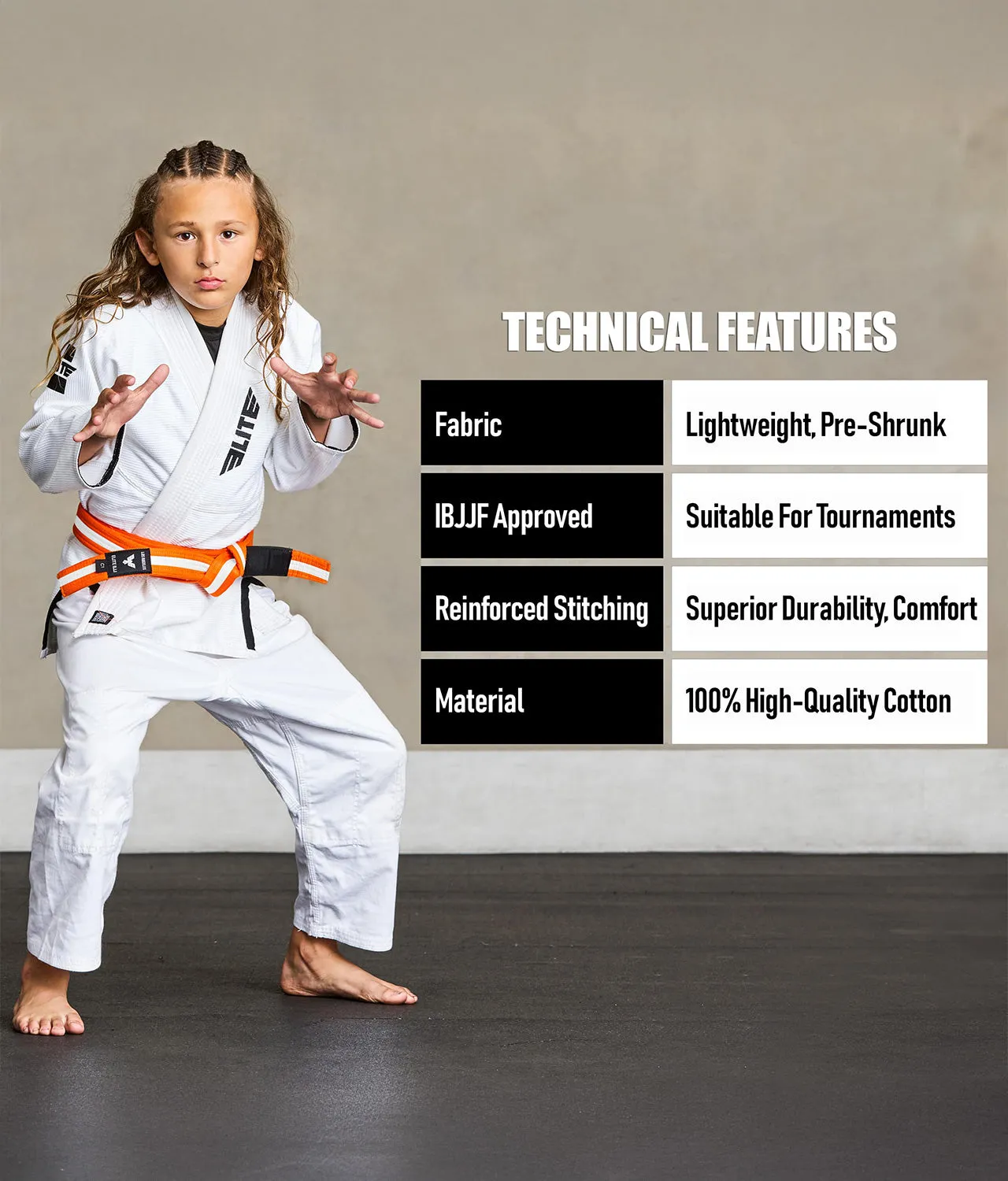 Kids' Brazilian Jiu Jitsu BJJ Orange/White Belt