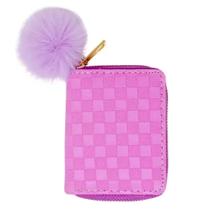 Kids Checker Canvas Wallet - Lavender