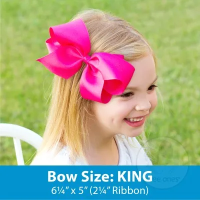 King Light Pink w/Metallic Gold Initial Hair Bow on Clippie