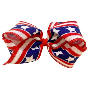 King Stars & Stripes Metallic Hair Bow on Clippie