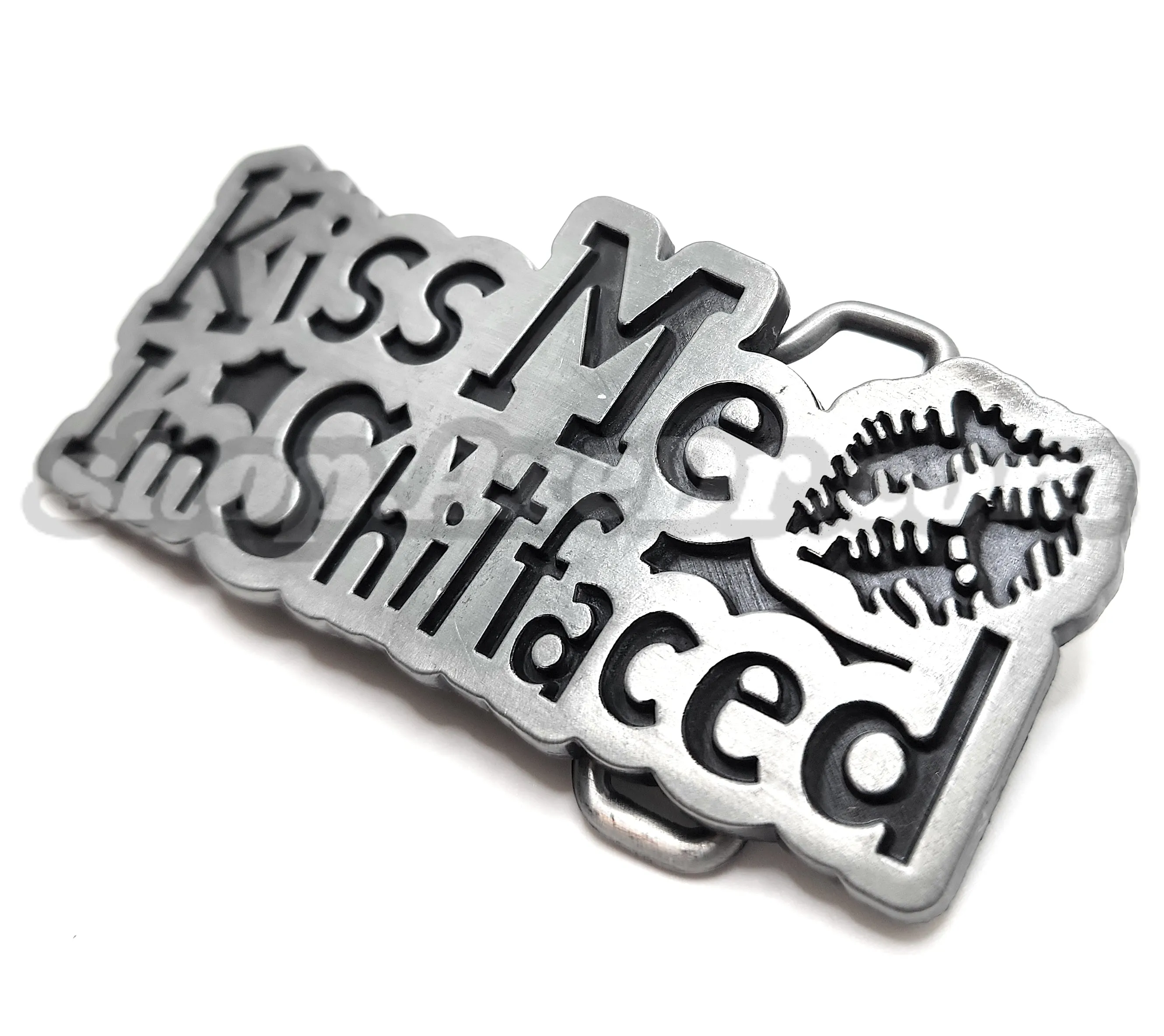 Kiss Me I'm Shitfaced Belt Buckle Funny