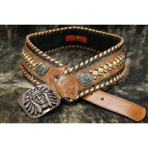 KurtMen Black Croc/Saddle/Co Fashion Belt