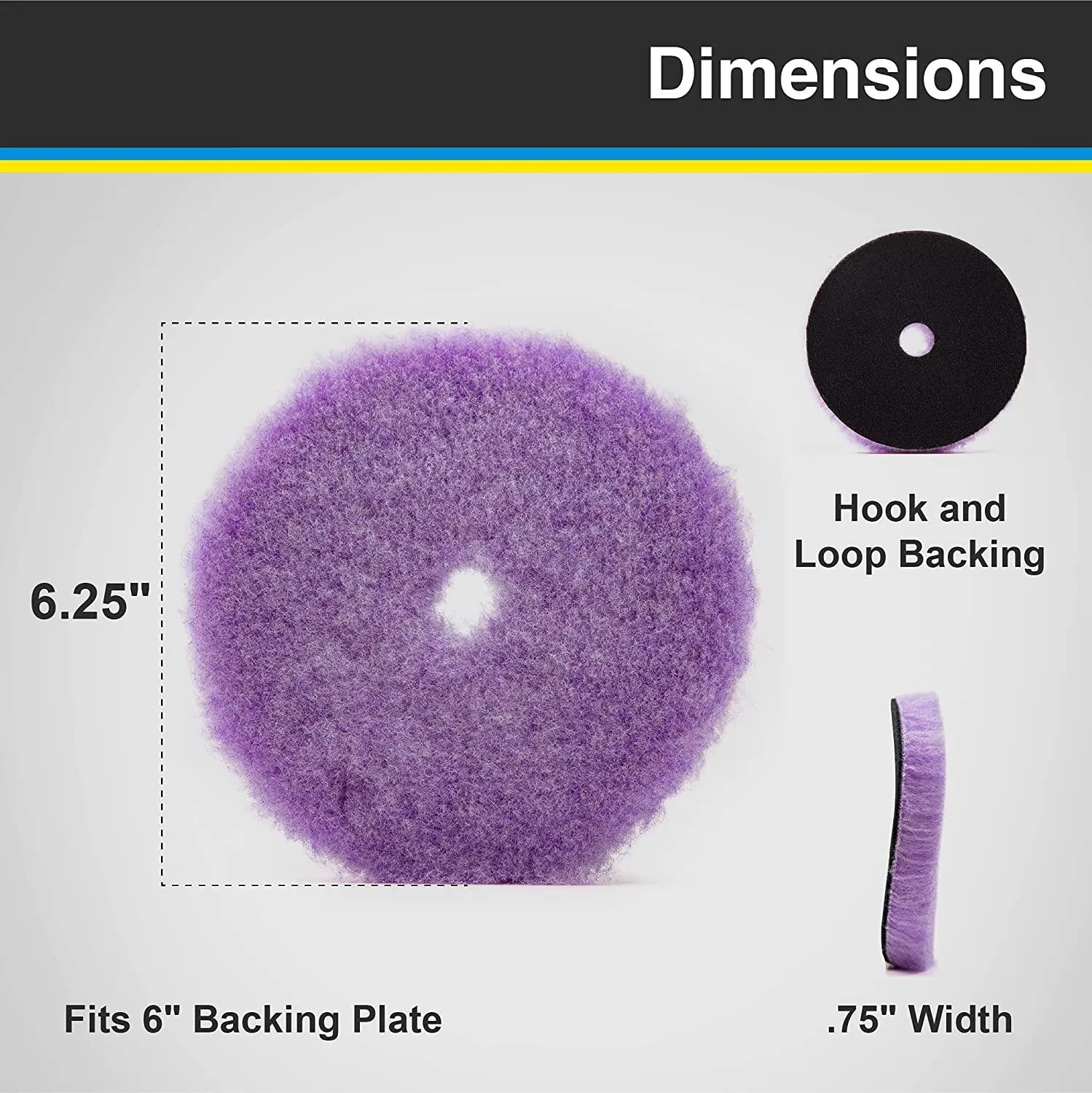 Lake Country CCS Purple Foamed Wool Cutting Pad, 6.25"