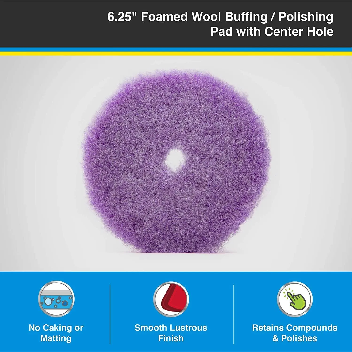 Lake Country CCS Purple Foamed Wool Cutting Pad, 6.25"