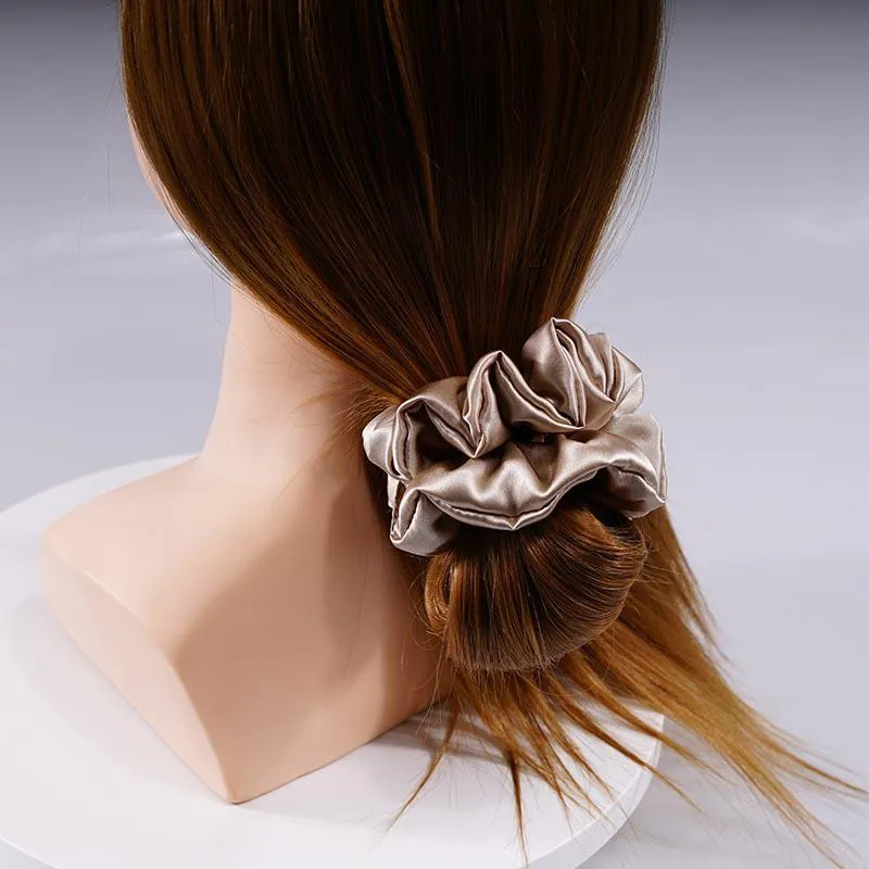 Large Silk Scrunchie Fluffy - Taupe