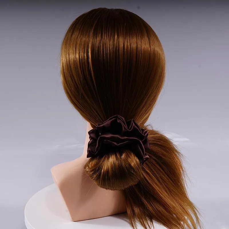 Large Silk Scrunchies Fluffy - Brown