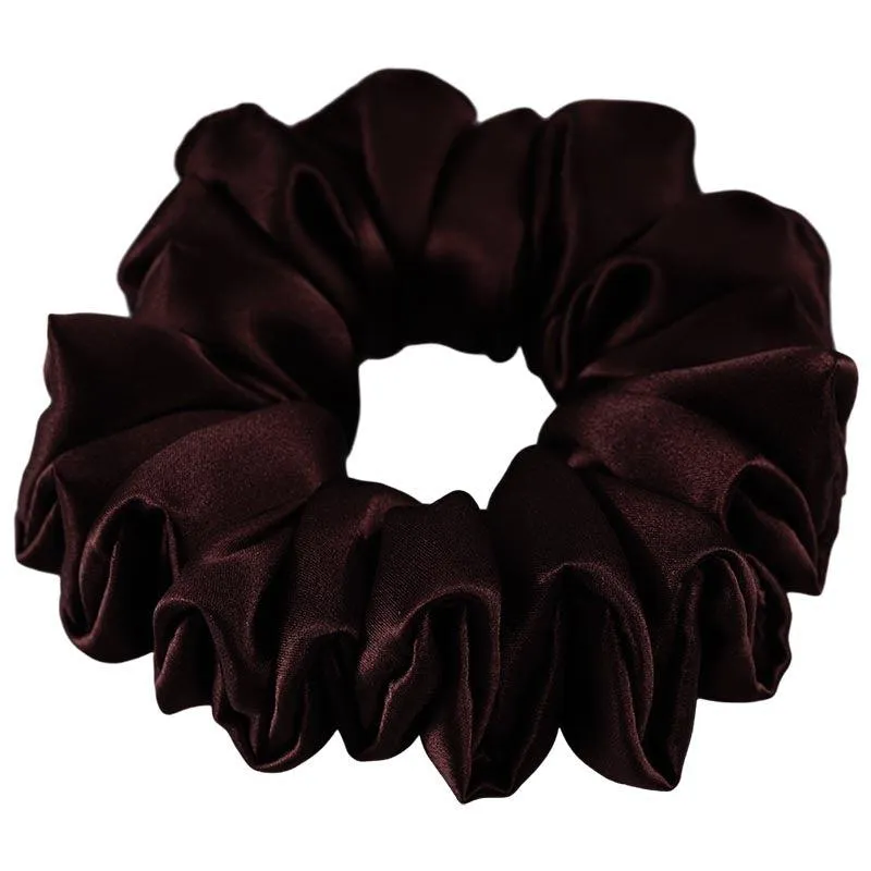 Large Silk Scrunchies Fluffy - Brown