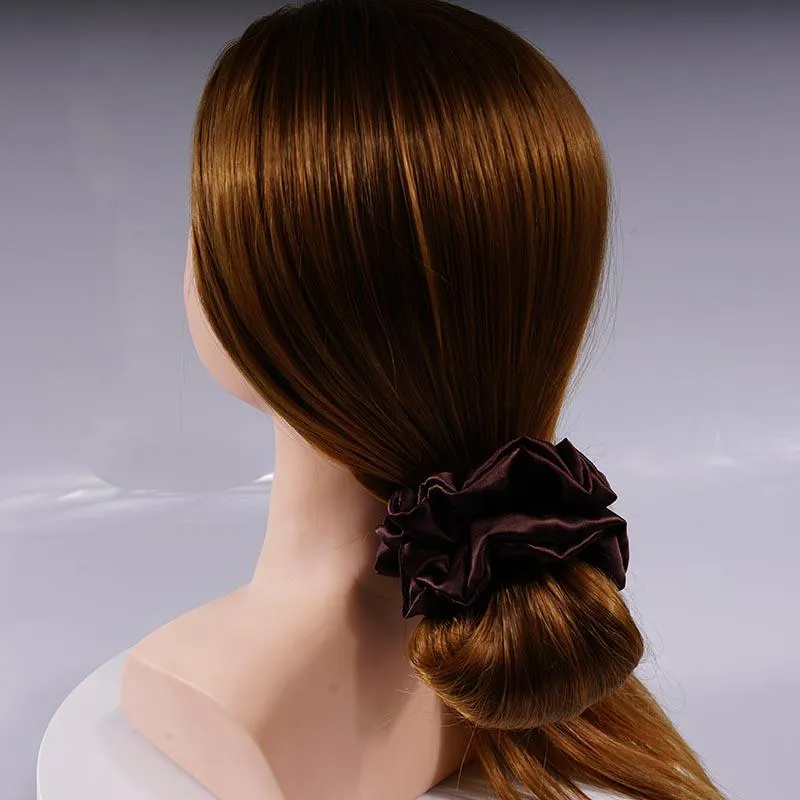 Large Silk Scrunchies Fluffy - Brown